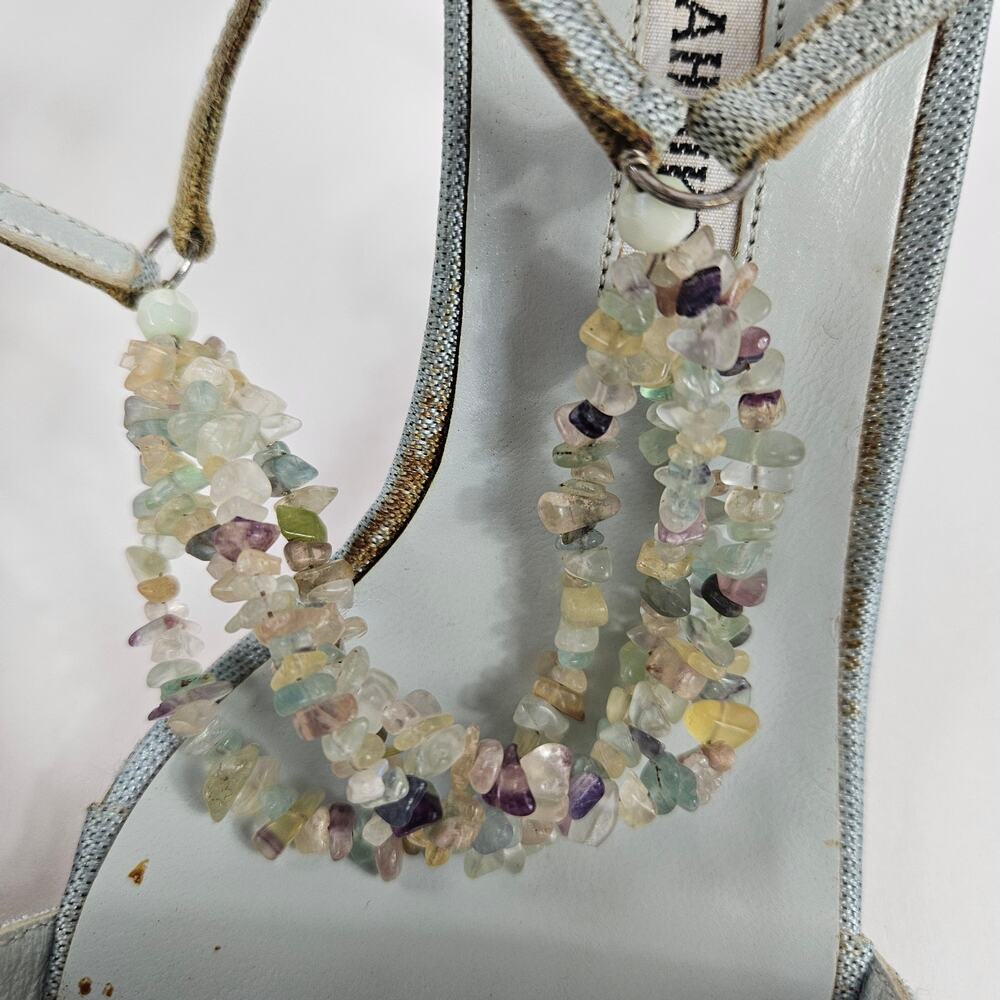 Y2k Manolo Blahnik Heels Crystal Denim Strappy Vintage - Size 36 (5.5) - Picture 7 of 9
